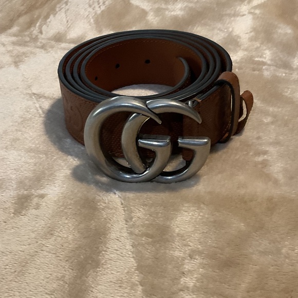 Gucci Tan Leather Belt with Silver GG Buckle - Picture 1 of 5